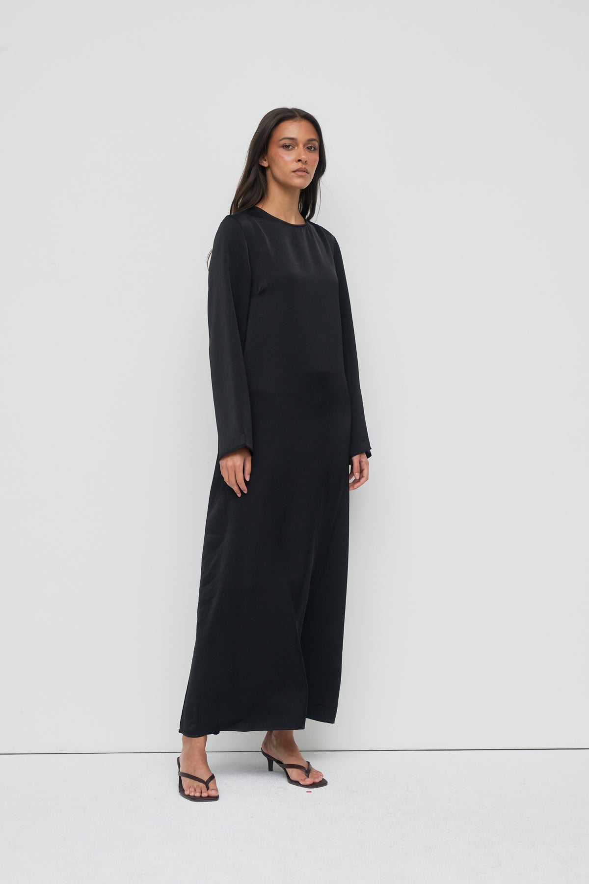 Saylor Satin Slip Dress - Black