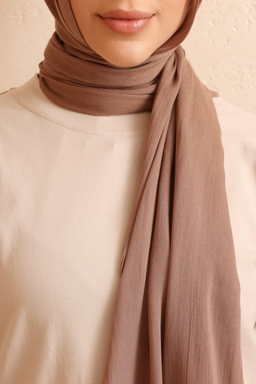 Single Stitched Modal Hijab  - Brown Taupe