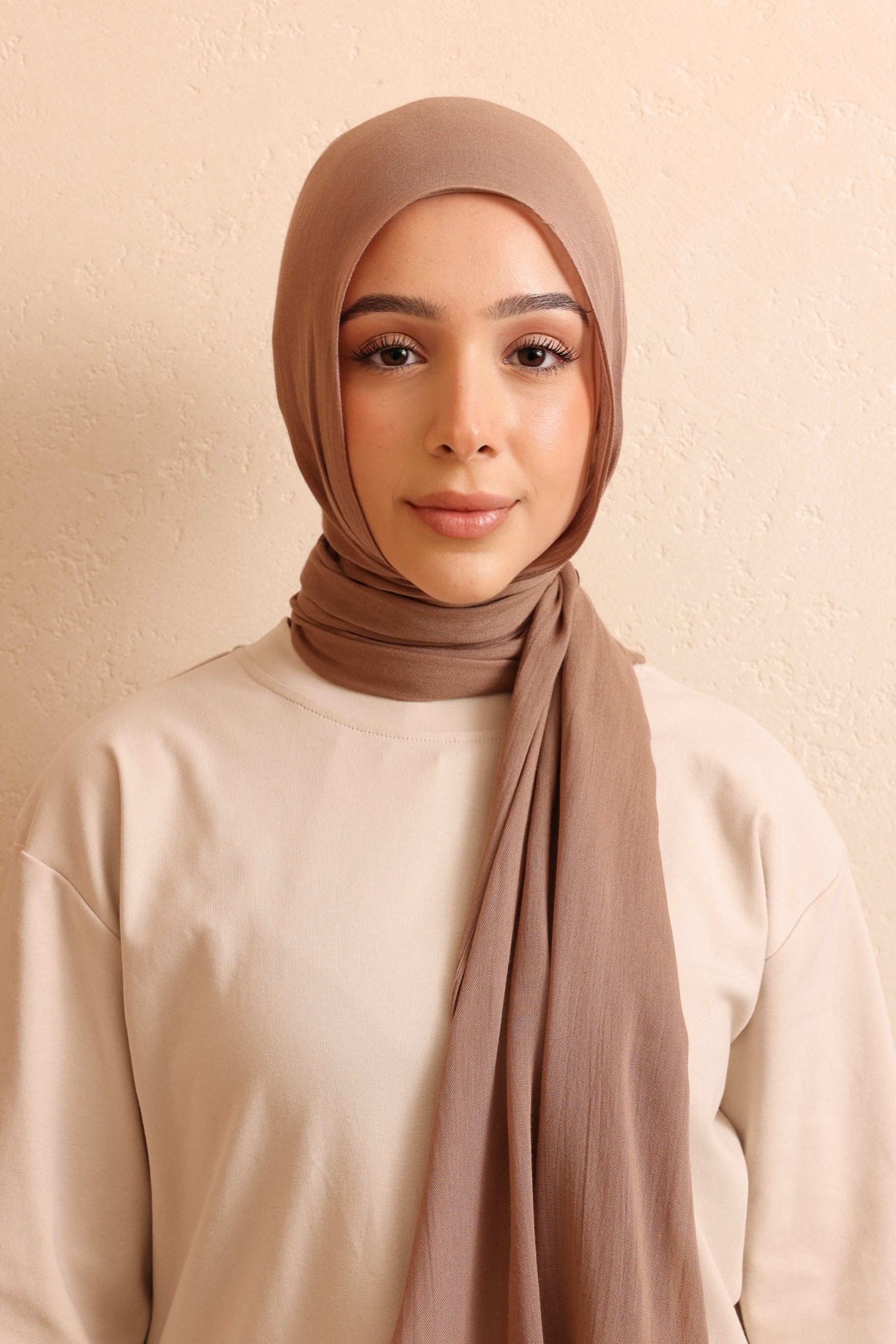 Single Stitched Modal Hijab  - Brown Taupe