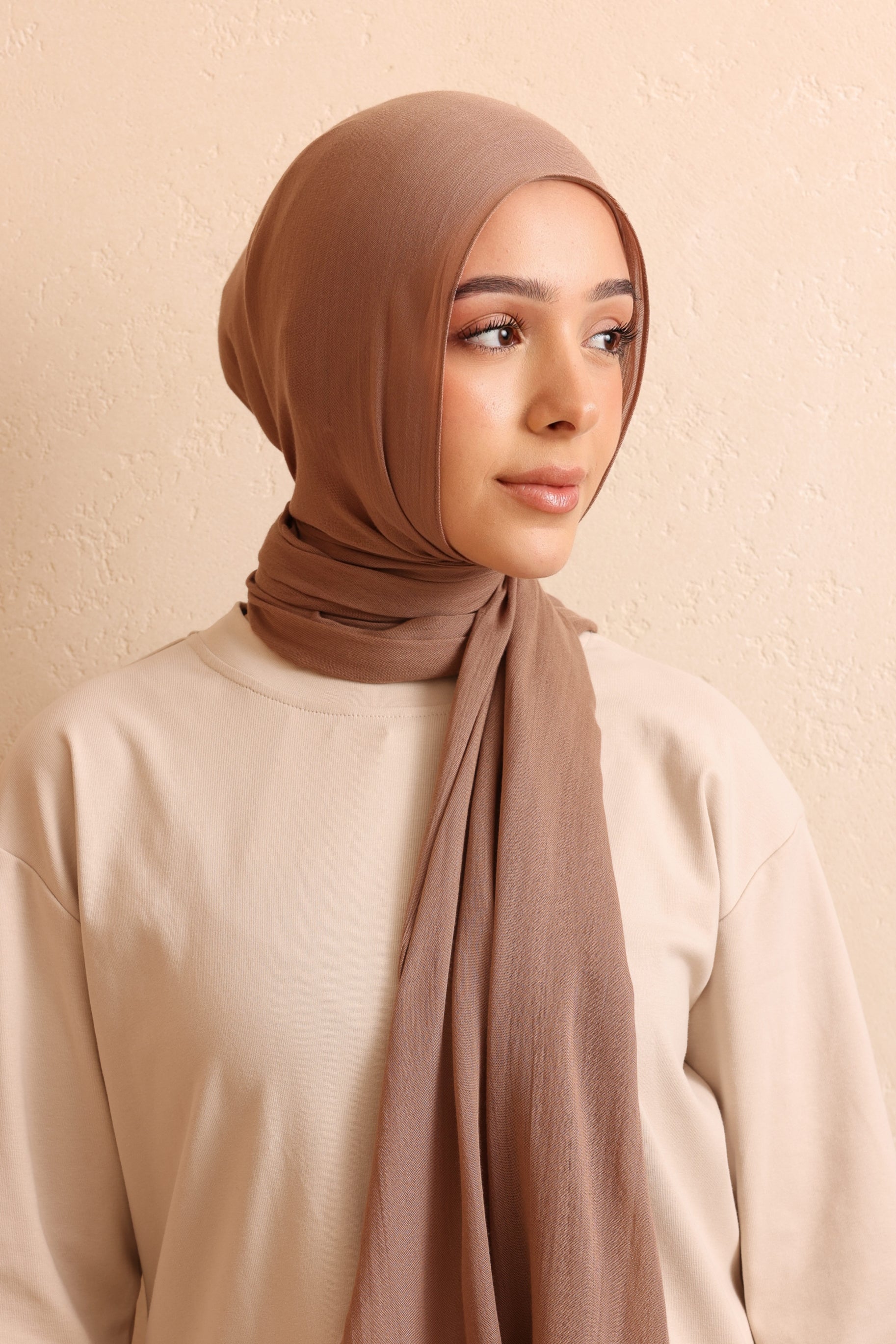 Single Stitched Modal Hijab  - Brown Taupe