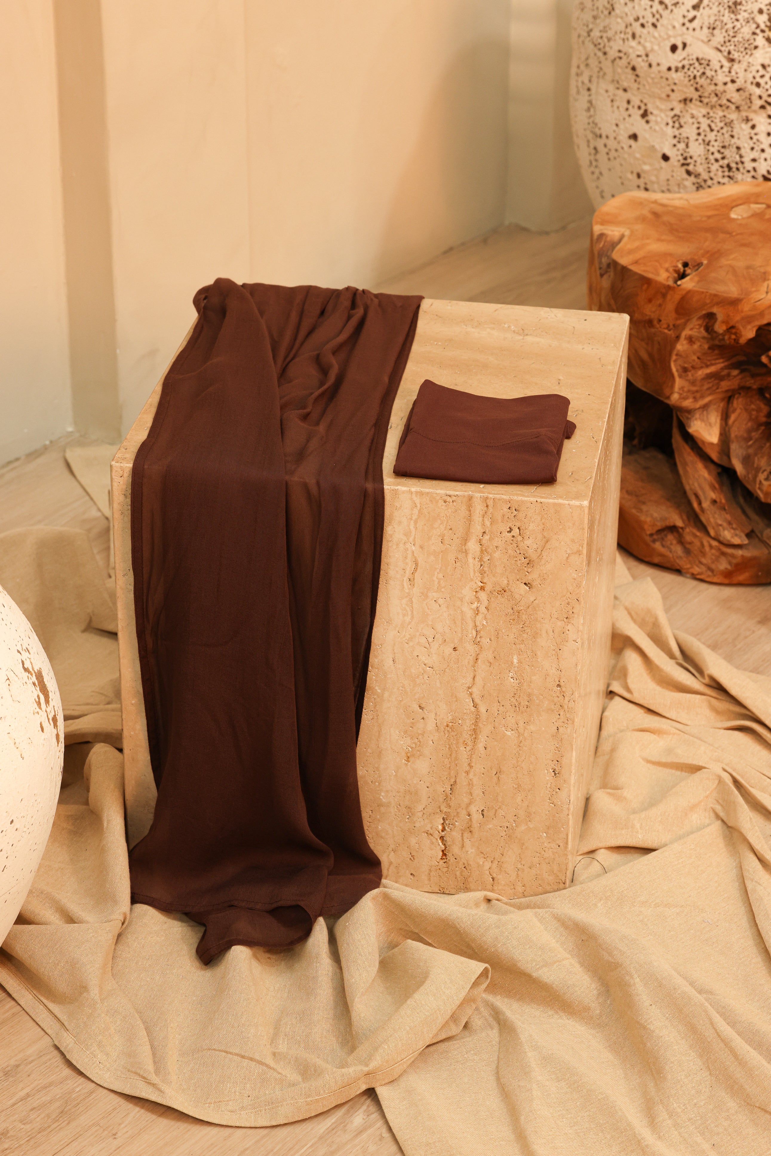 Double Stitched Modal Hijab Set - 27 Burnt Sienna