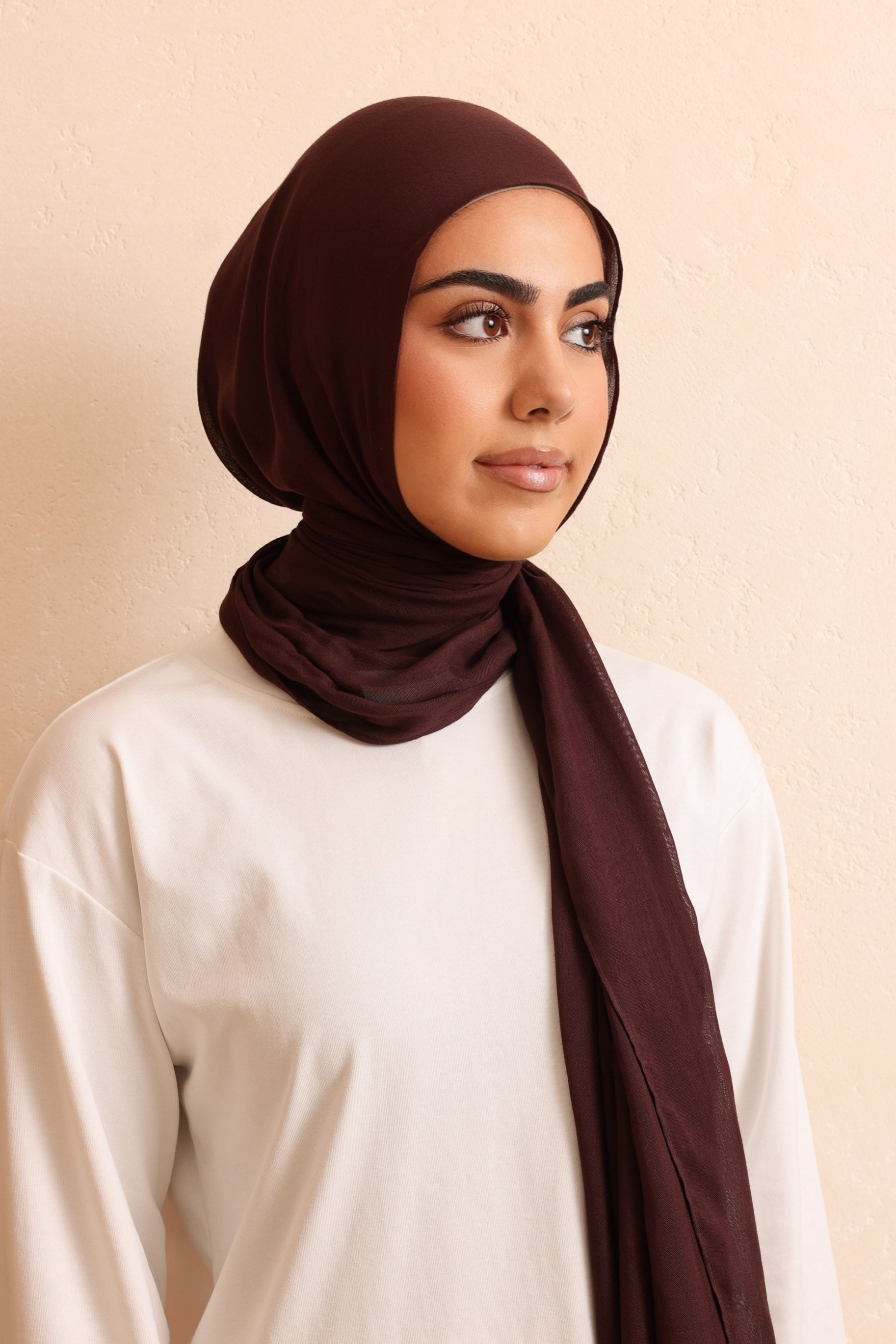 Single Stitched Modal Hijab - Chocolate