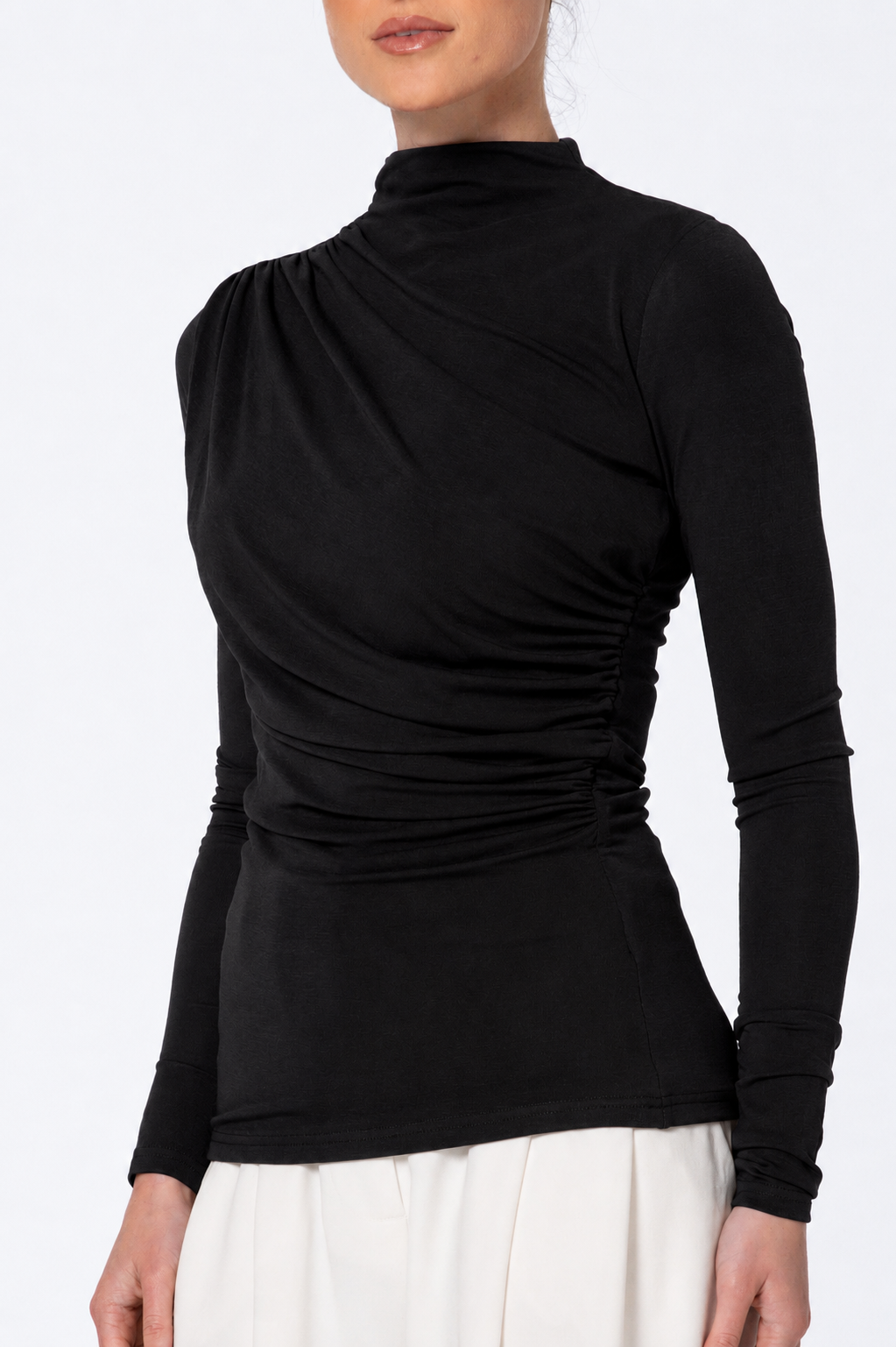 Modal Ruched Top - Black