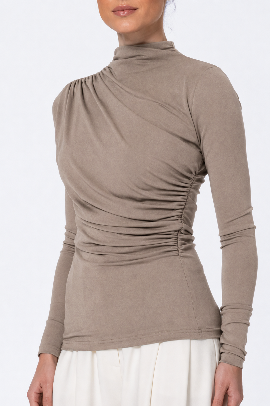 Modal Ruched Top - Taupe