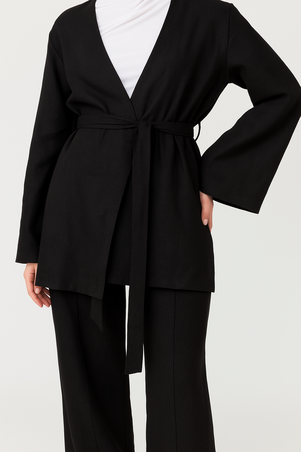 Anaya Open Blouse - Black