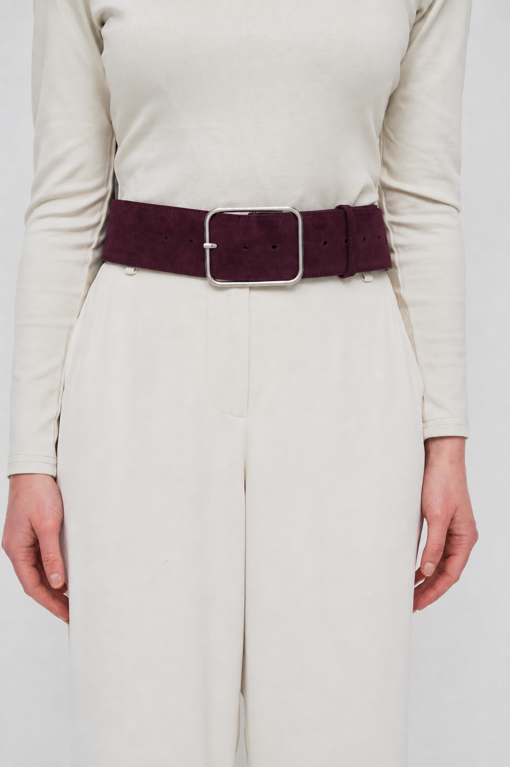 Classic Silver Buckle Belt - Mulberry
