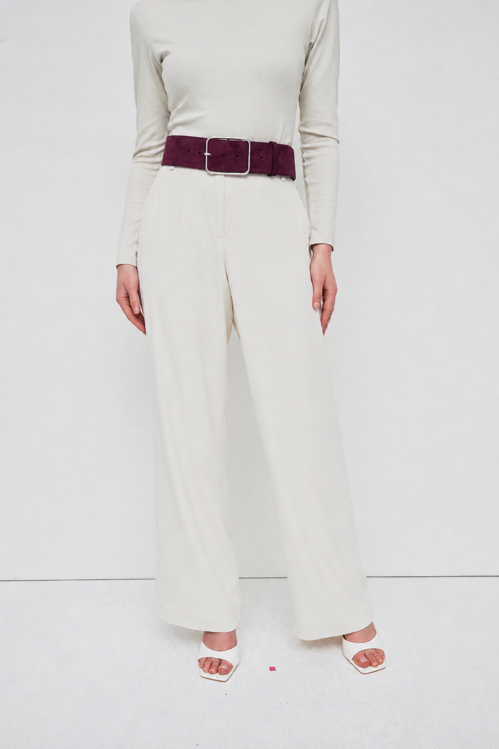 Classic Silver Buckle Belt - Mulberry
