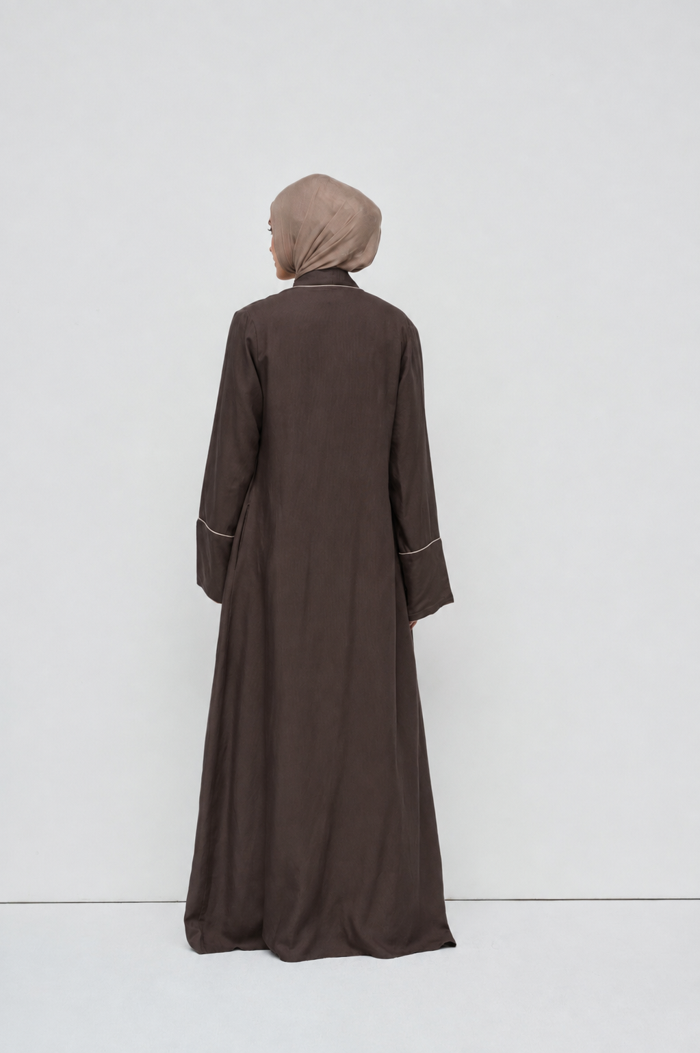 Dania Contrast Open Abaya - Chocolate