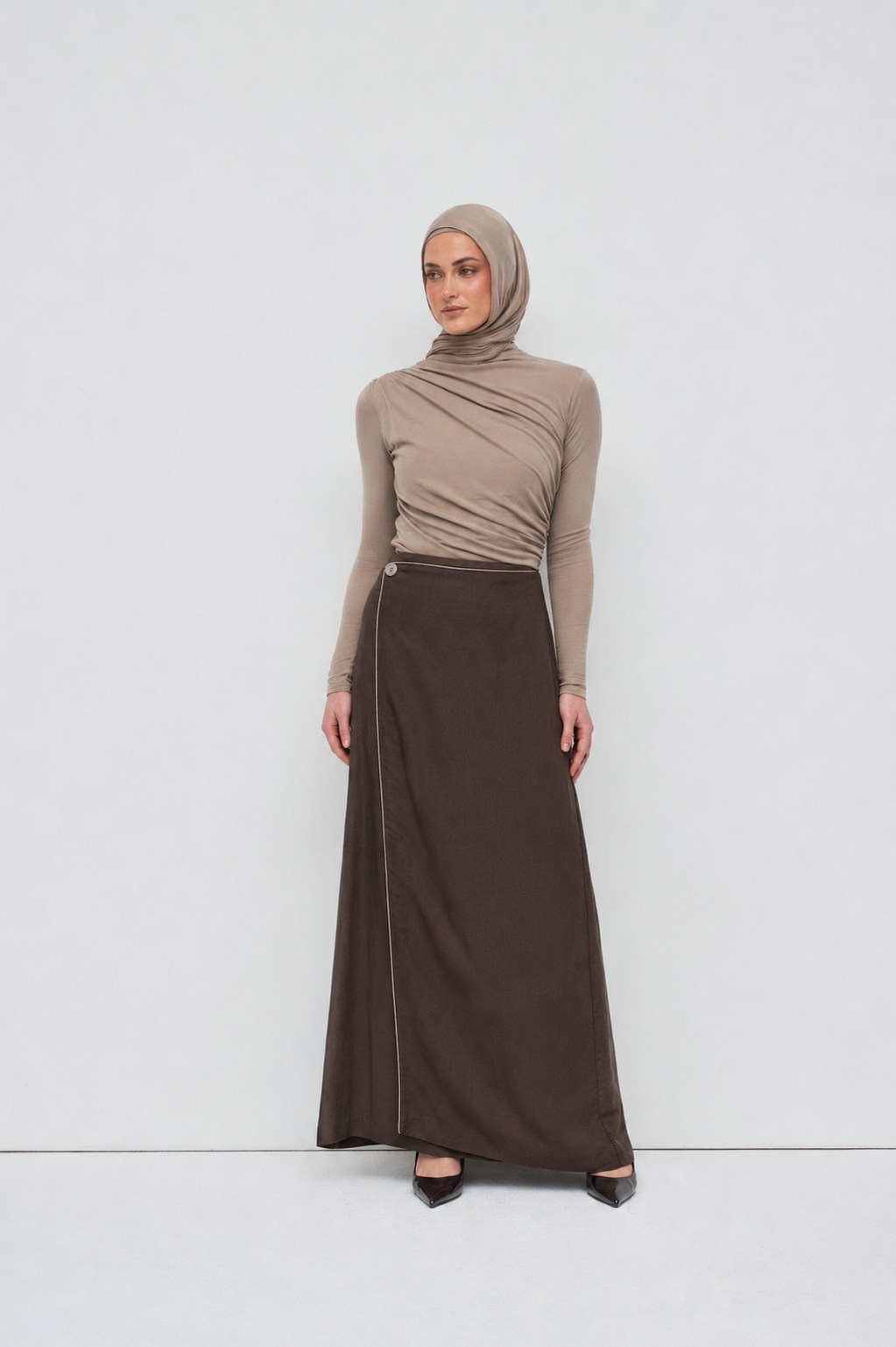 Dania Contrast Skirt - Chocolate