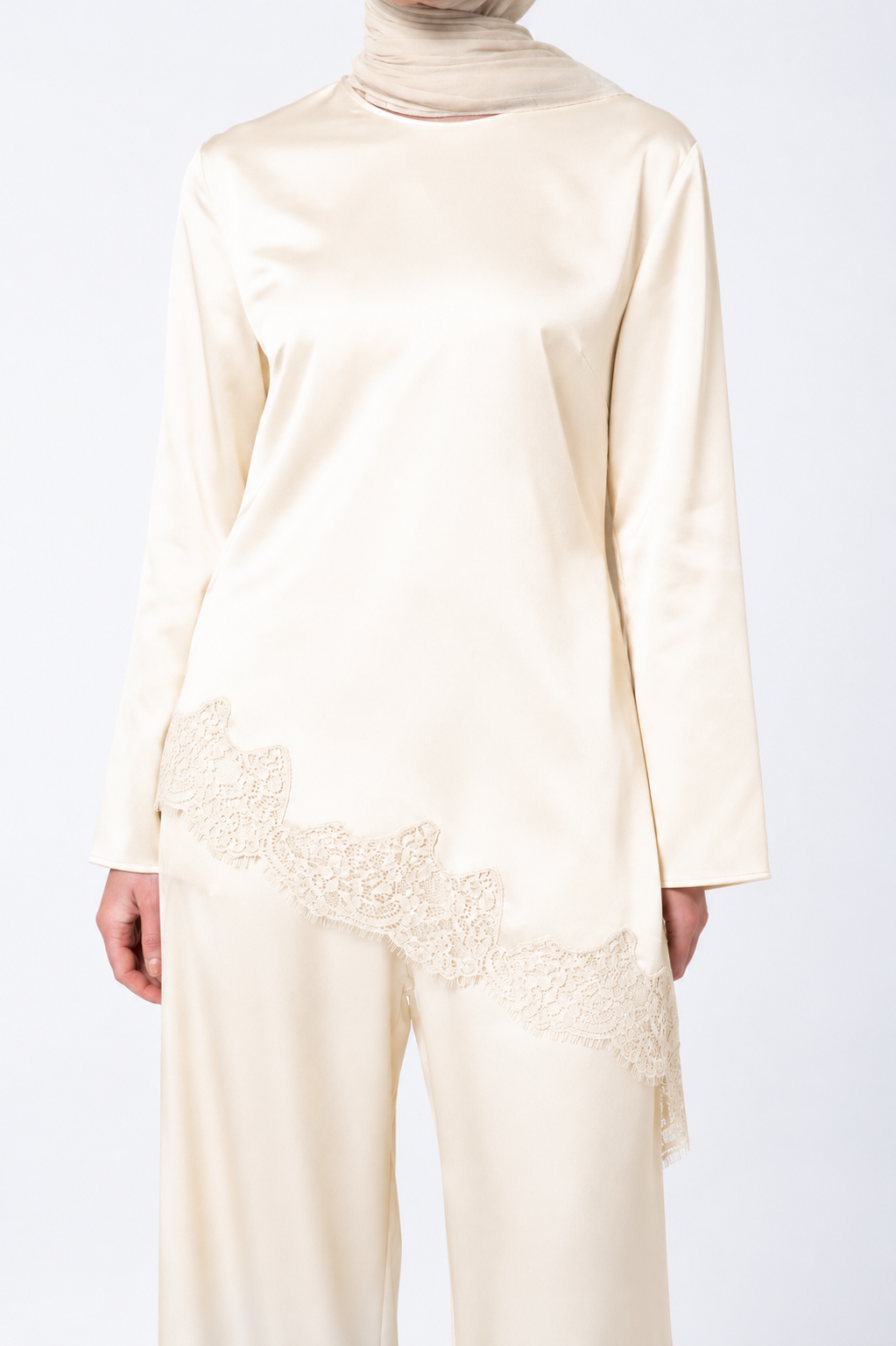 Sabrina Lace Detail Top - Ivory