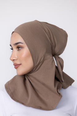 Cotton Full Coverage Tie Back Under Cap - 58 Mocha