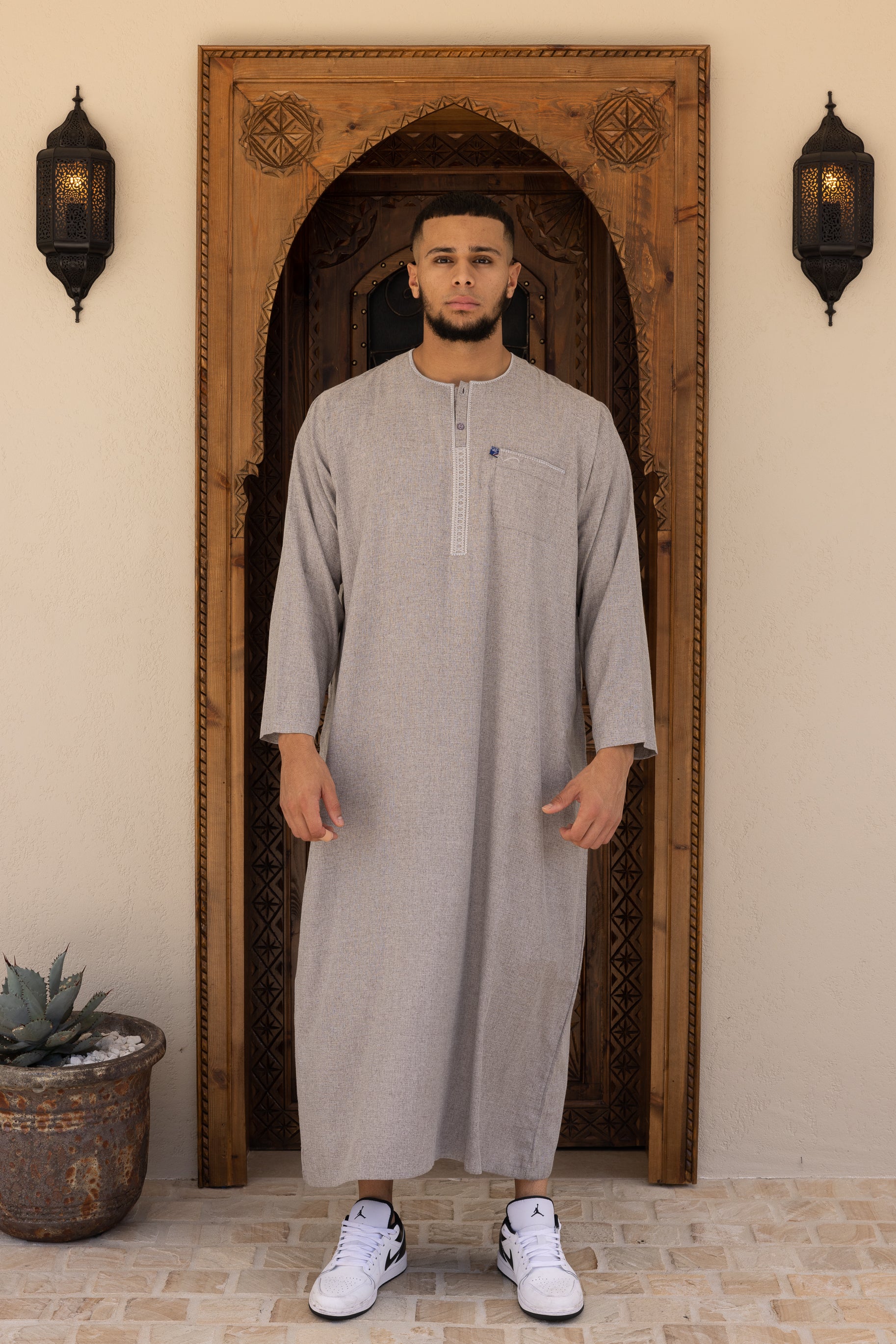 Men's Cotton Long Sleeve Ikaf Abaya - Mocha