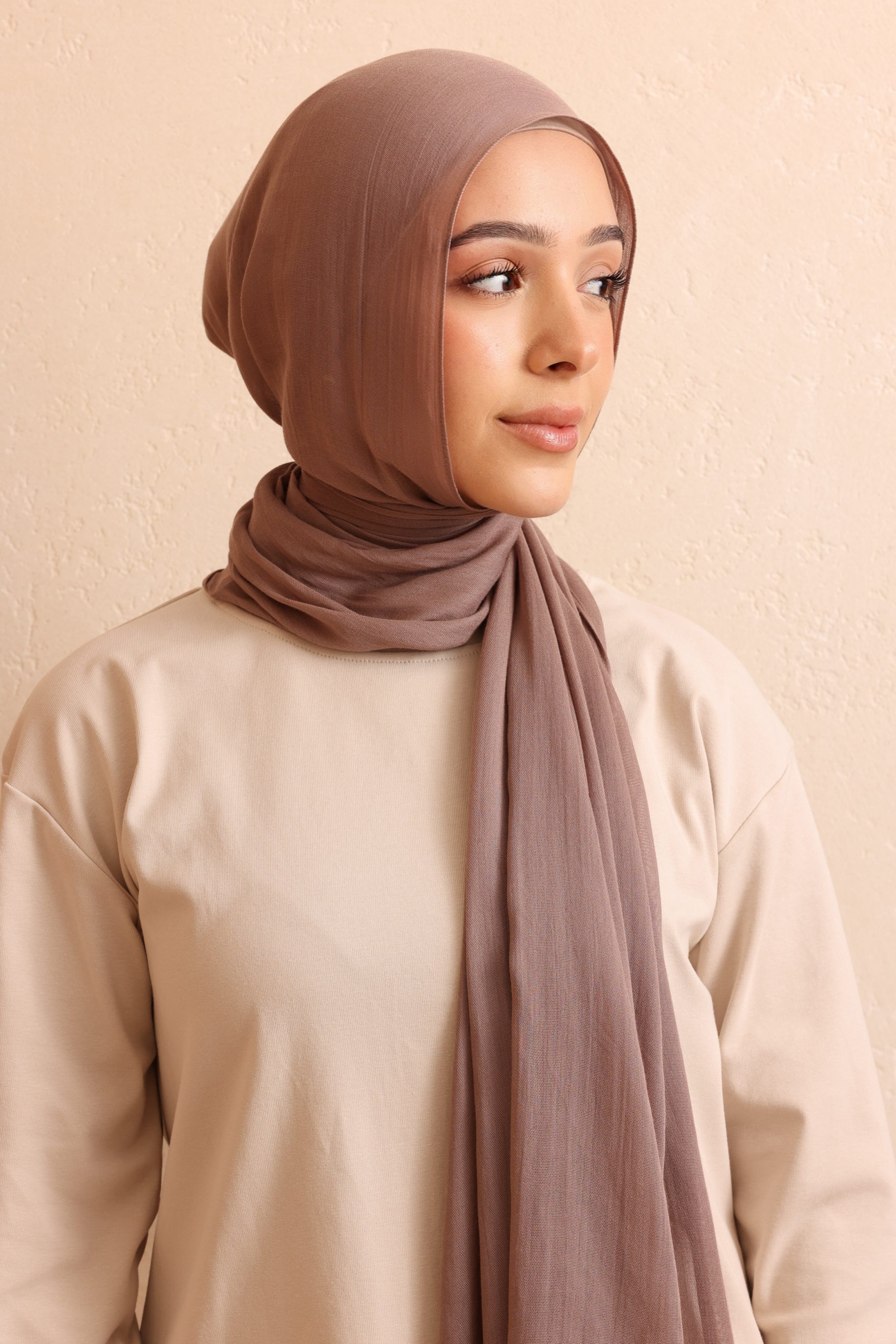 Single Stitched Modal Hijab - Dark Taupe