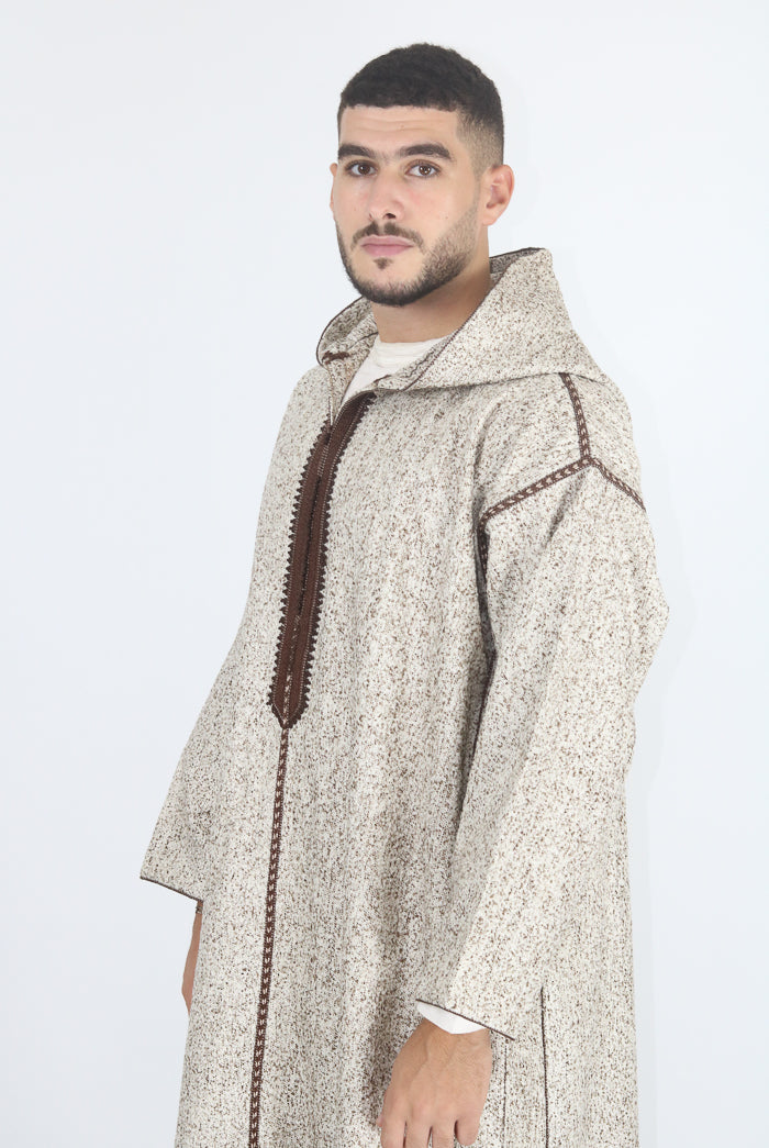 Moroccan Long Sleeve Winter Thobe - Brown