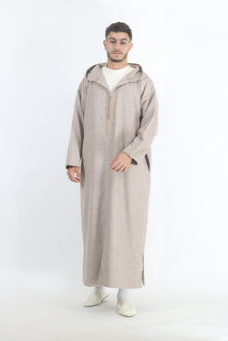 Moroccan Long Sleeve Winter Thobe - Beige