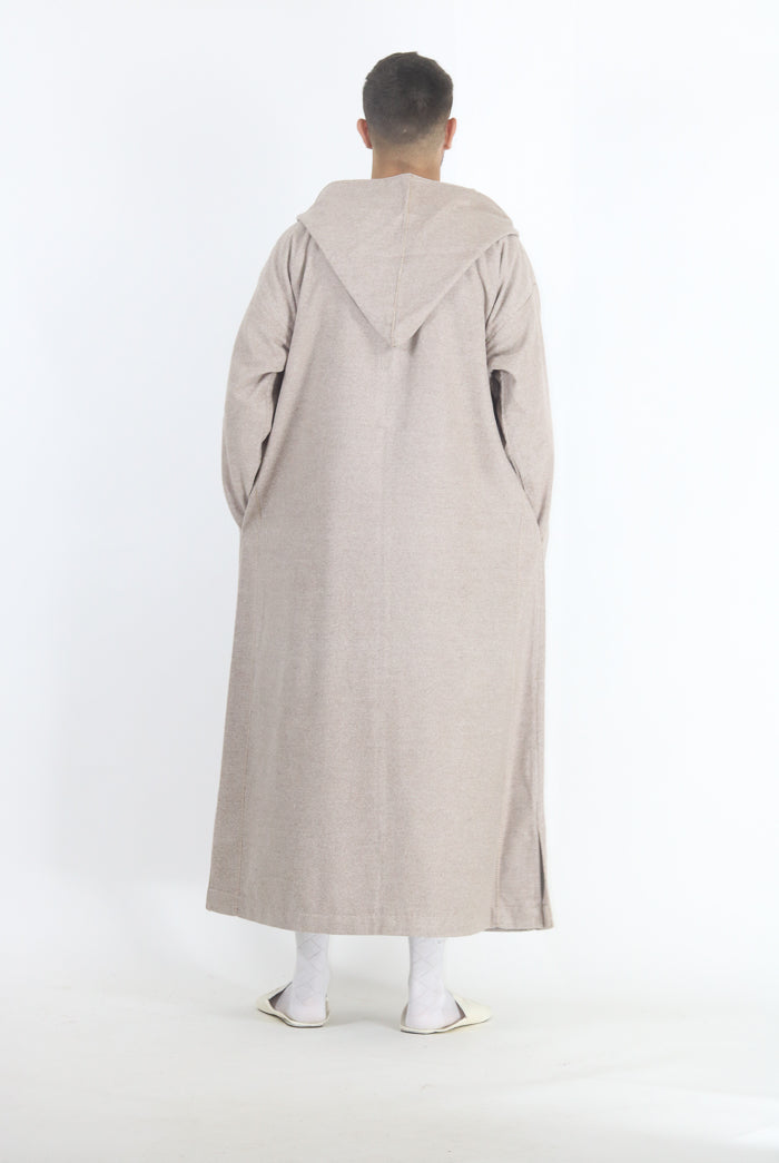 Moroccan Long Sleeve Winter Thobe - Beige