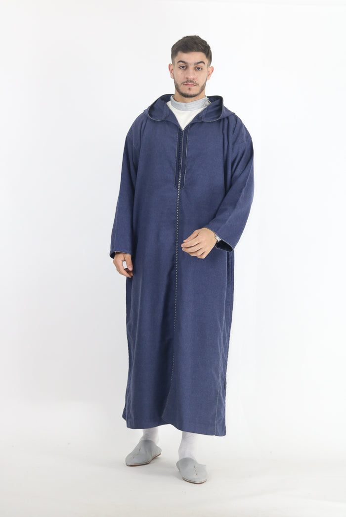 Moroccan Long Sleeve Winter Thobe - Blue