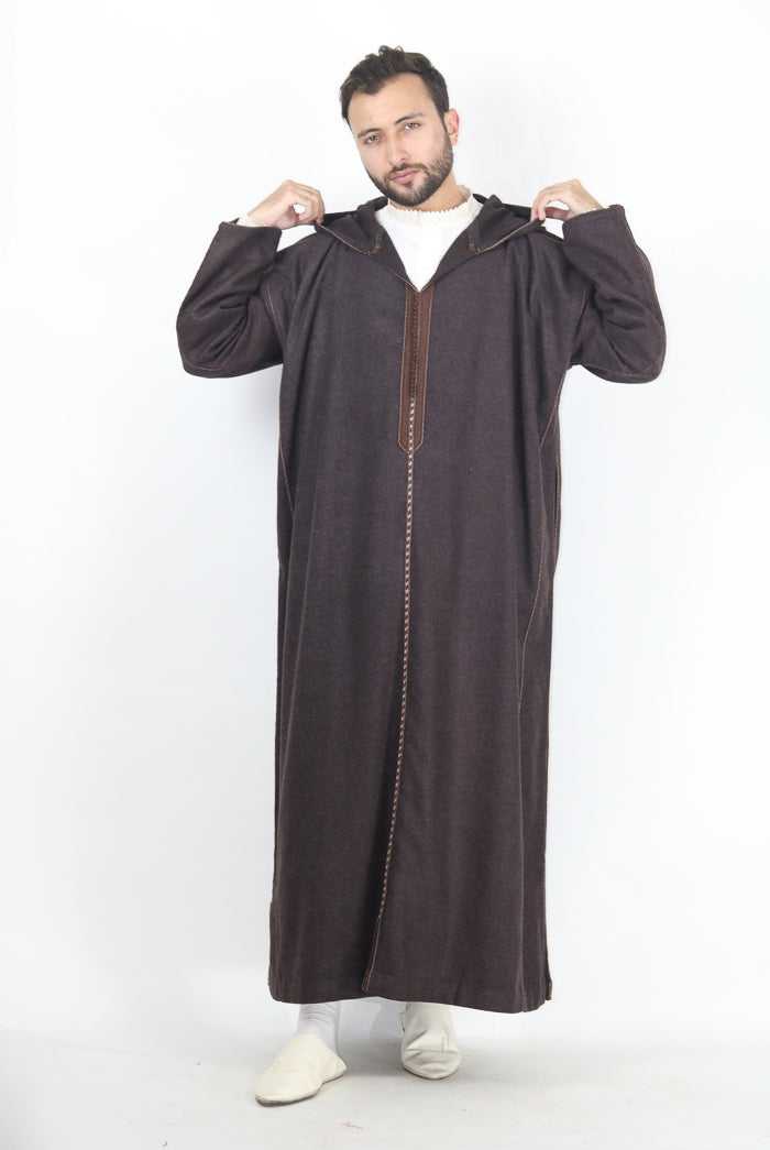 Moroccan Long Sleeve Winter Thobe - Brown