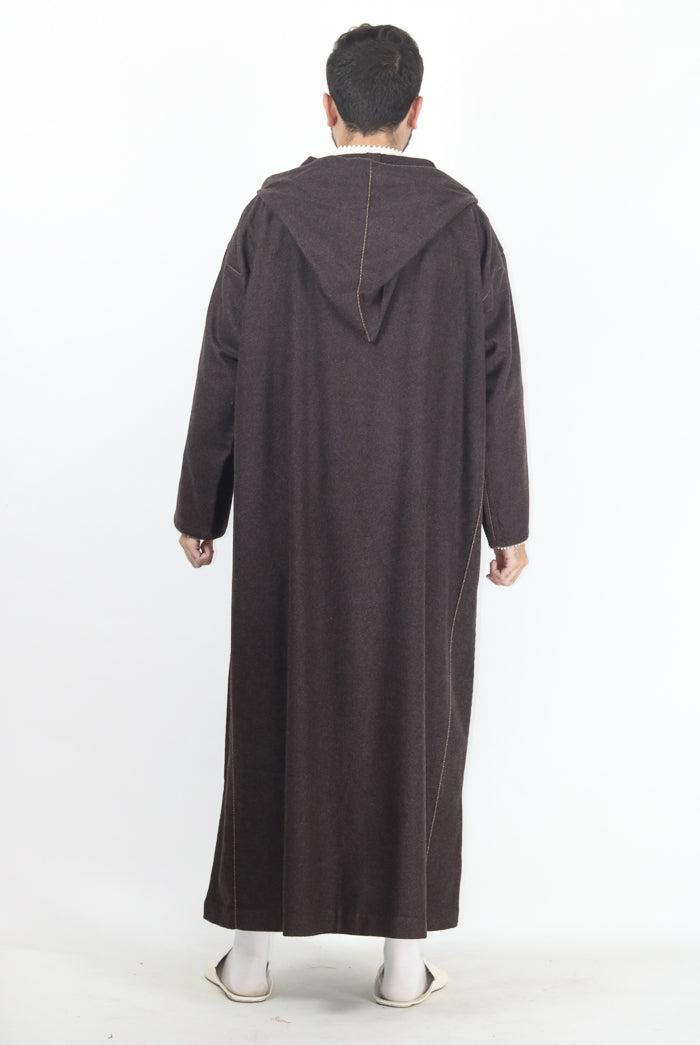 Moroccan Long Sleeve Winter Thobe - Brown