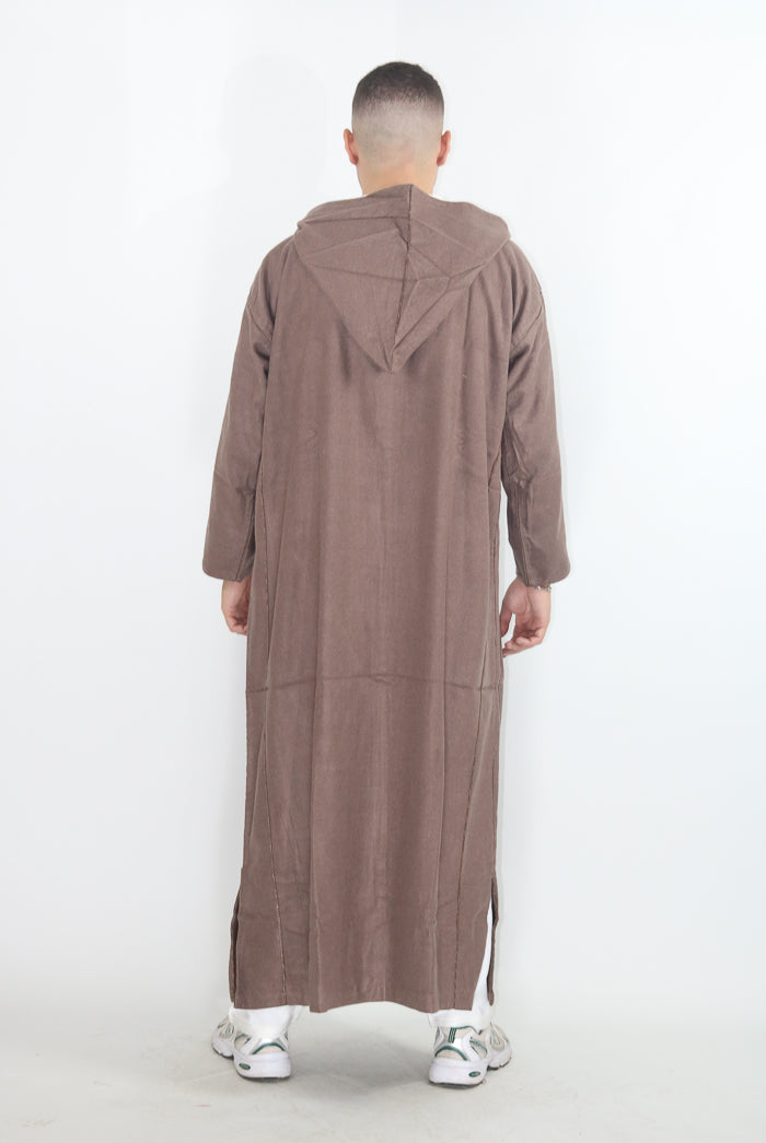 Moroccan Long Sleeve Winter Thobe - Chocolate