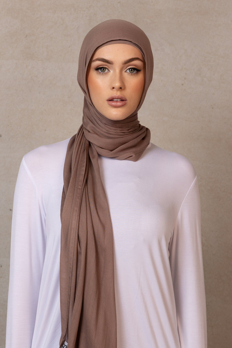 Double Stitched Modal Hijab - 13 Dark Taupe