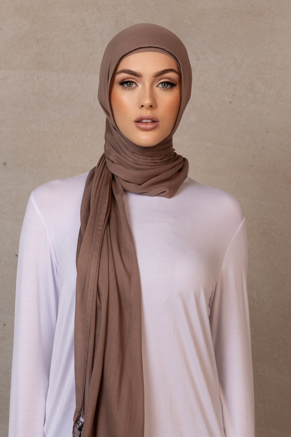 Double Stitched Modal Hijab - 13 Dark Taupe