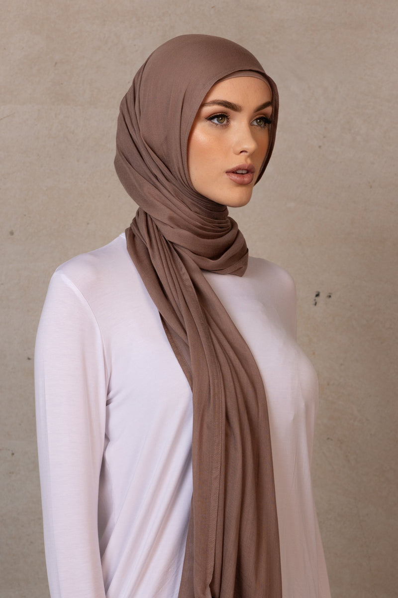 Double Stitched Modal Hijab - 13 Dark Taupe