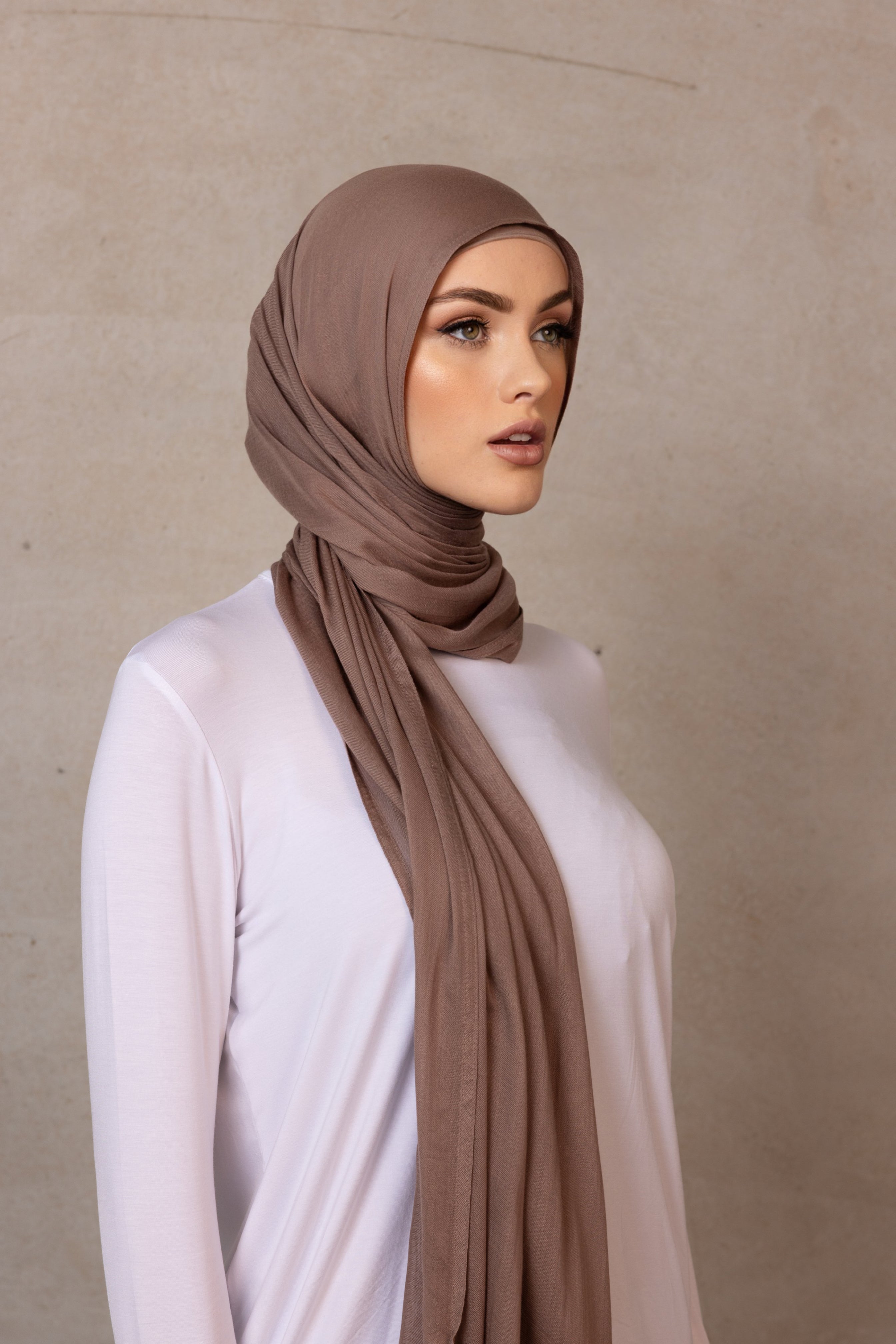 Double Stitched Modal Hijab - 13 Dark Taupe