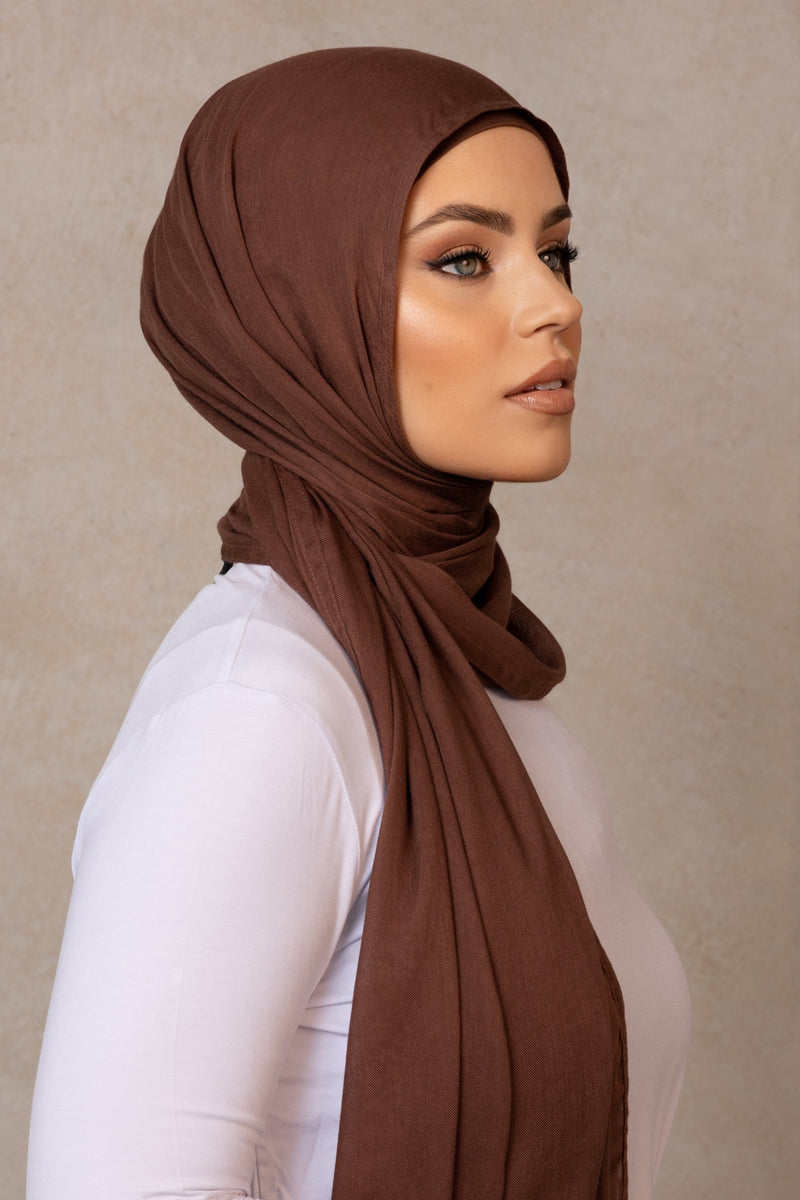 Double Stitched Modal Hijab - 16 Bitter Chocolate