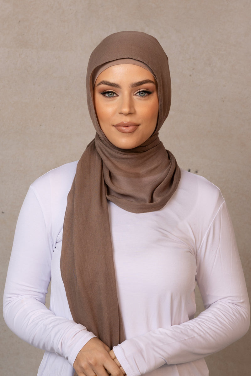 Double Stitched Modal Hijab - 19 Brown Taupe