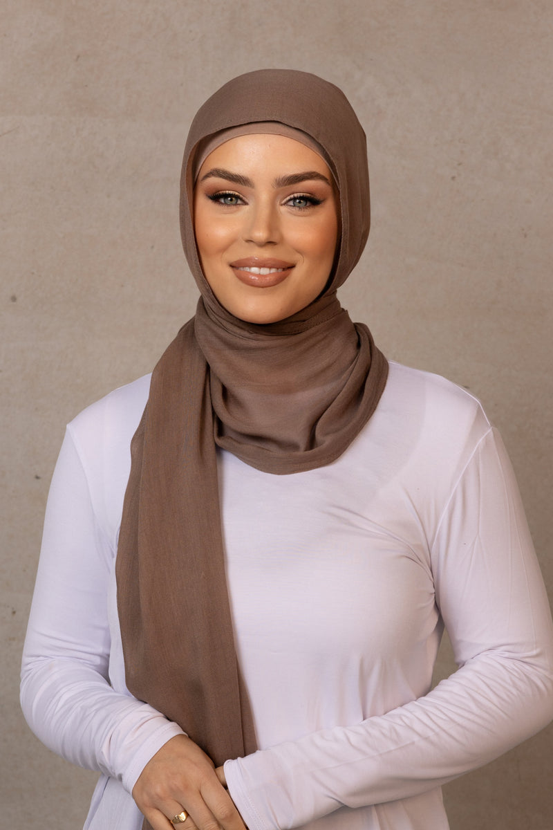 Double Stitched Modal Hijab - 19 Brown Taupe