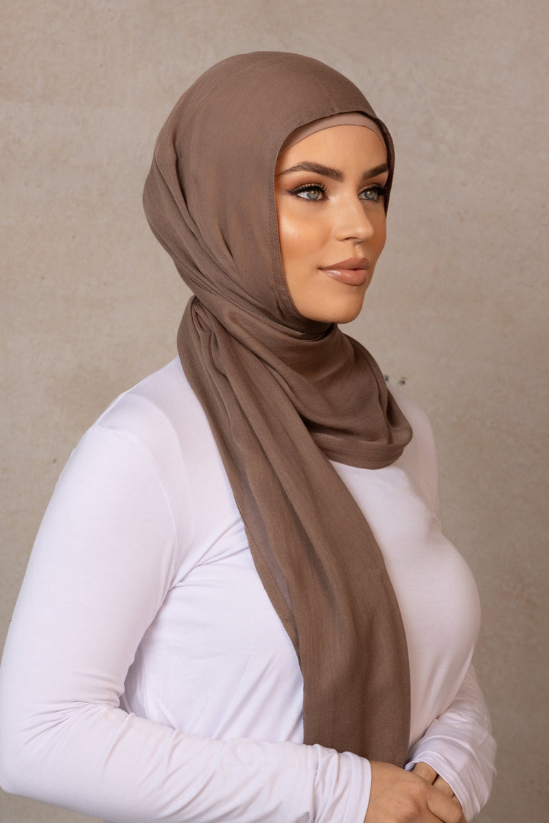 Double Stitched Modal Hijab - 19 Brown Taupe