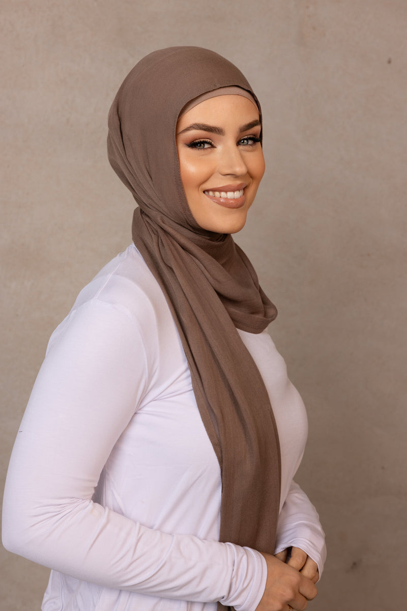 Double Stitched Modal Hijab - 19 Brown Taupe