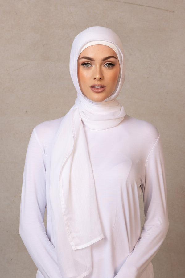 Double Stitched Modal Hijab - 1 White