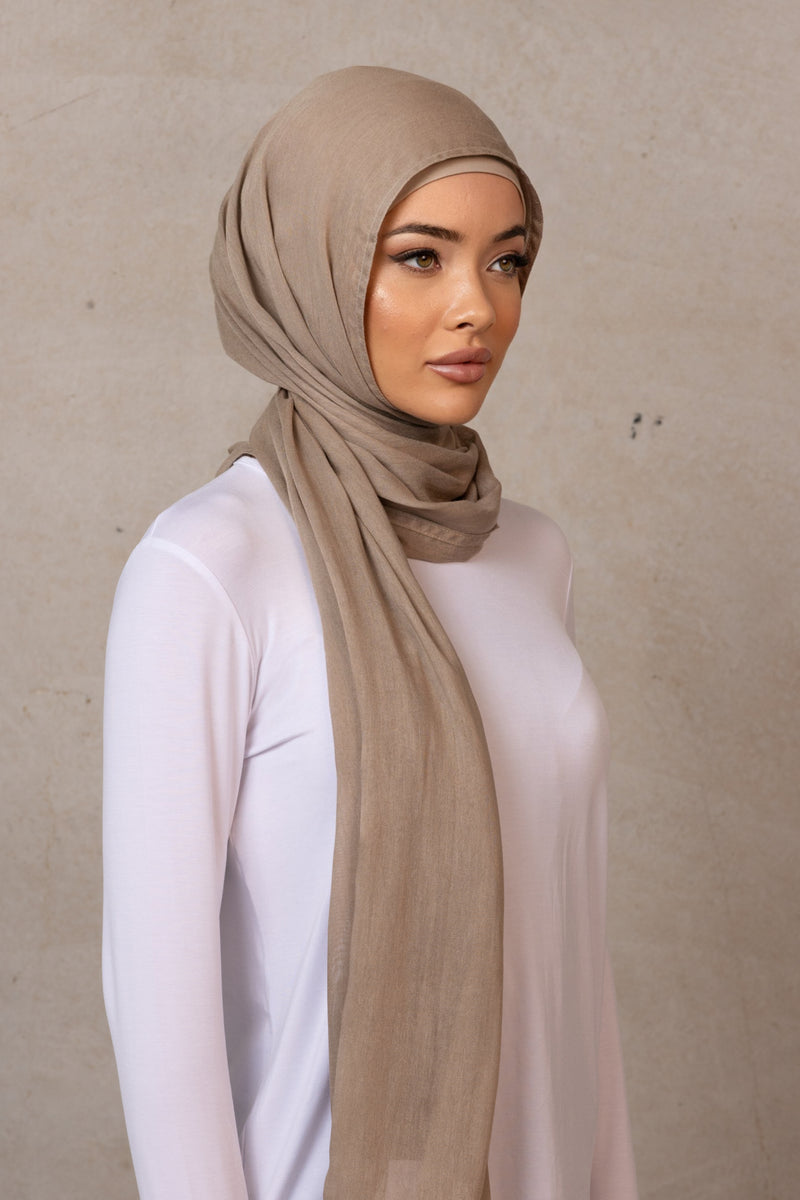 Double Stitched Modal Hijab - 20 Fossil