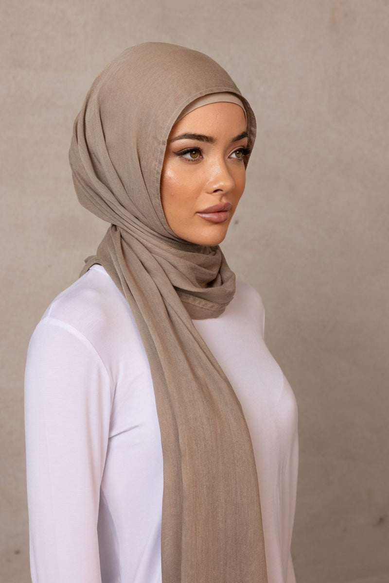 Double Stitched Modal Hijab - 20 Fossil