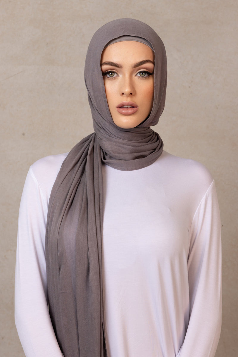 Double Stitched Modal Hijab - 21 Graphite