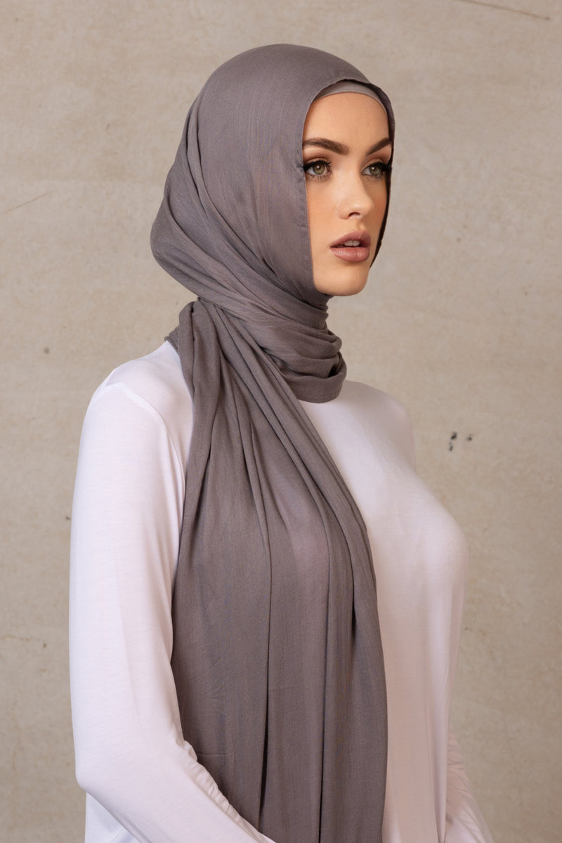 Double Stitched Modal Hijab - 21 Graphite