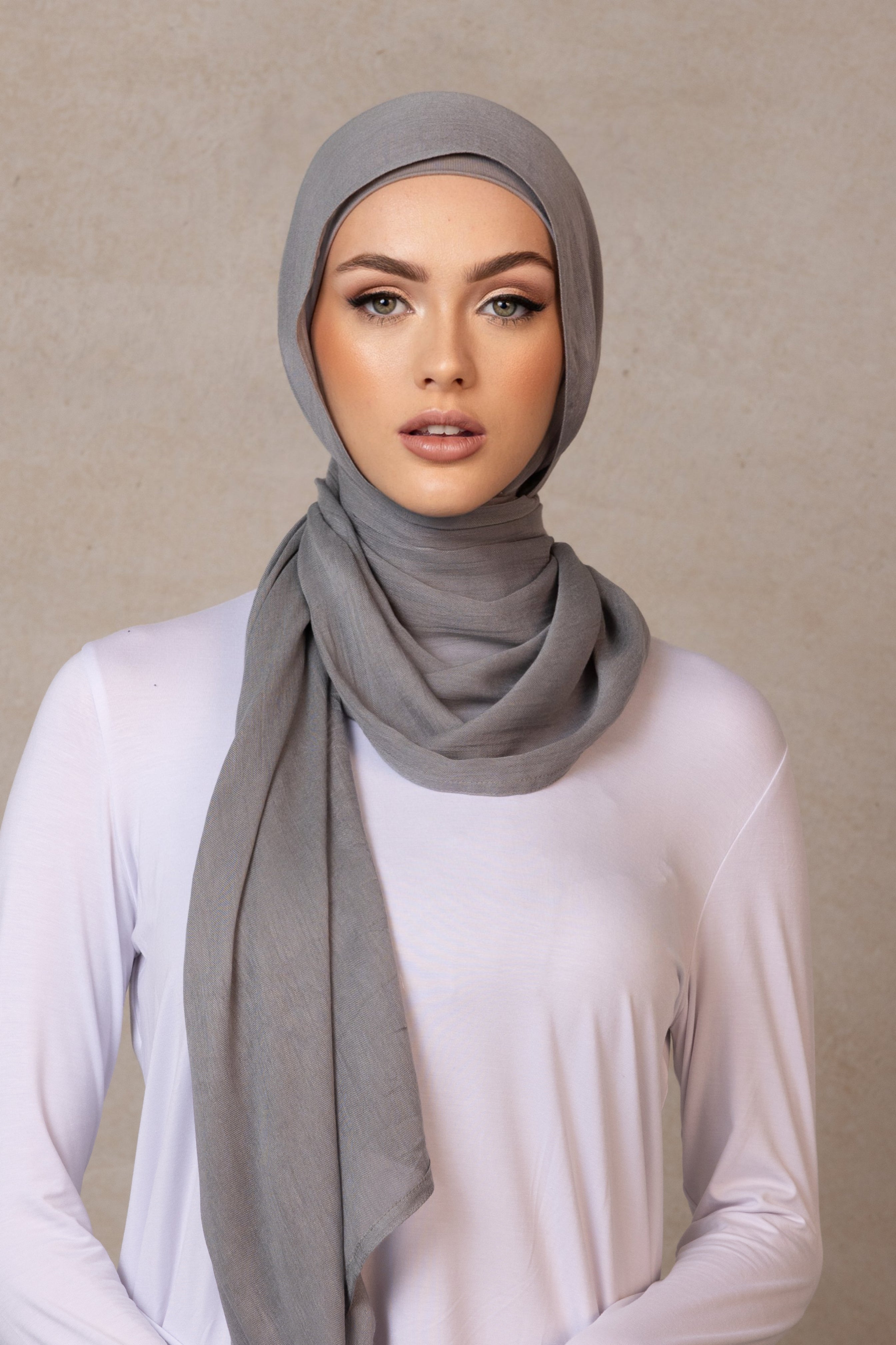 Double Stitched Modal Hijab - 22 Cloud Grey