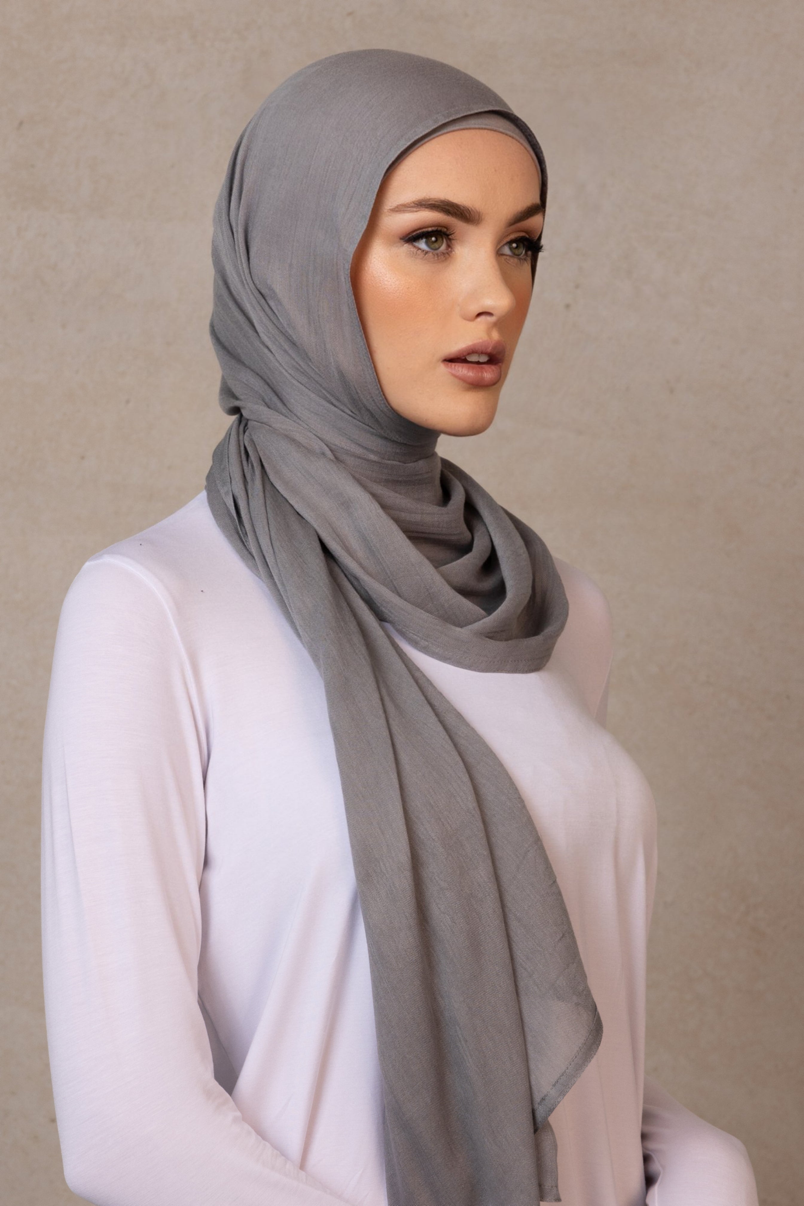 Double Stitched Modal Hijab - 22 Cloud Grey