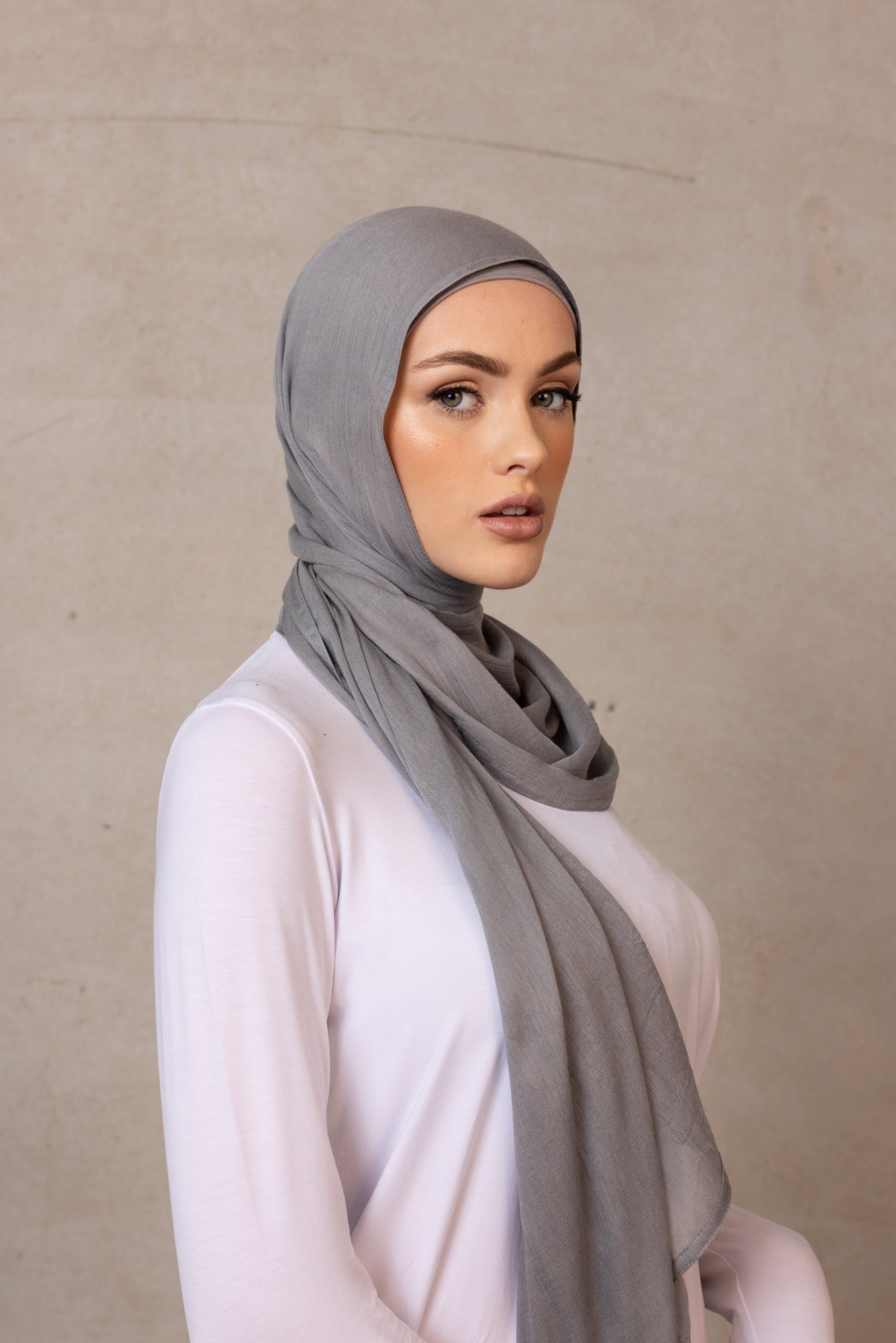 Double Stitched Modal Hijab - 22 Cloud Grey