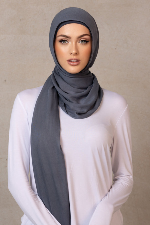 Double Stitched Modal Hijab - 23 Blue Granite