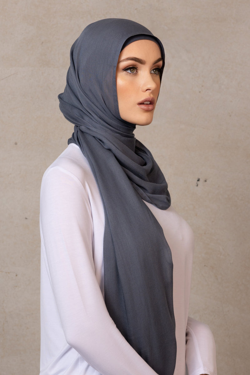 Double Stitched Modal Hijab - 23 Blue Granite