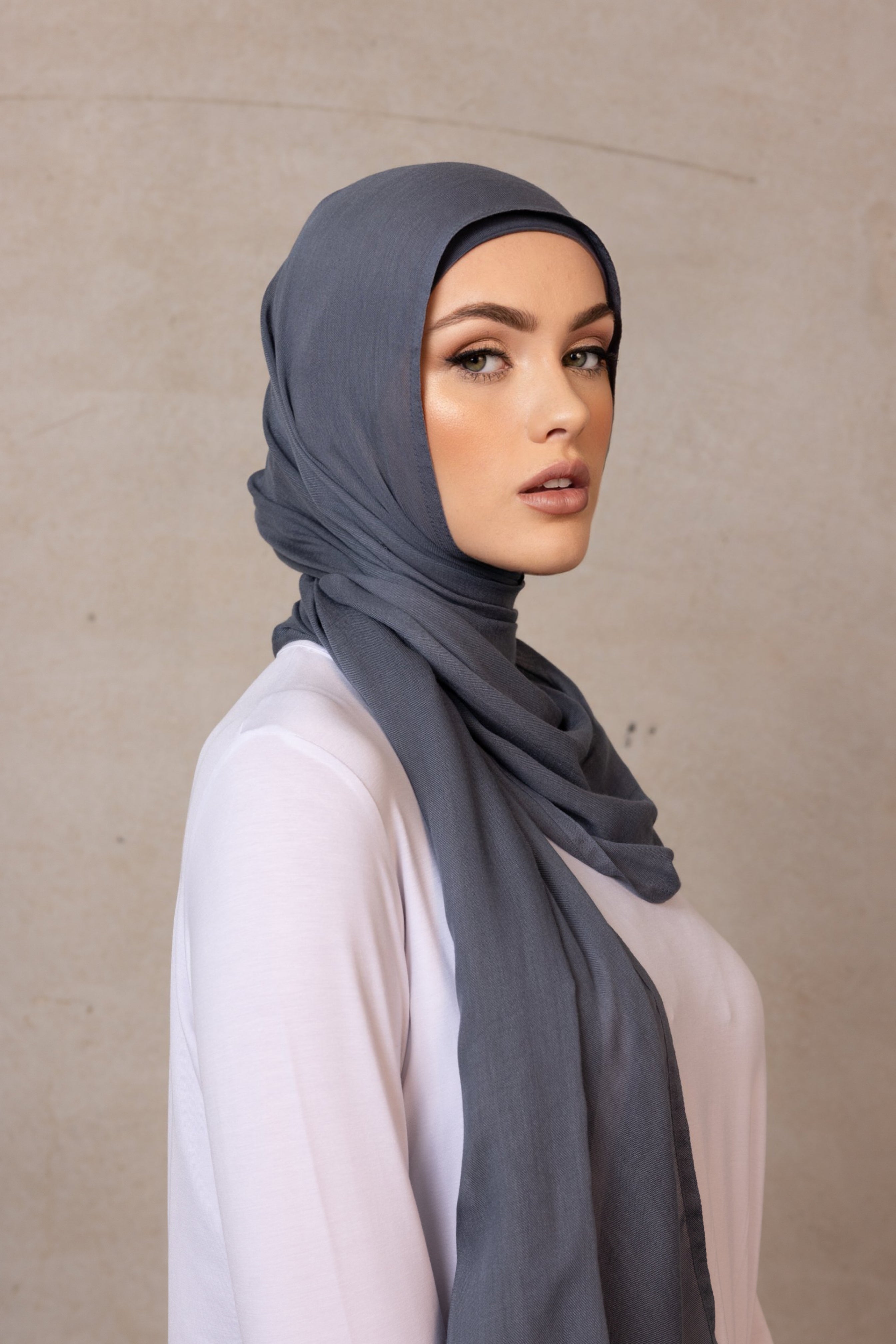 Double Stitched Modal Hijab - 23 Blue Granite