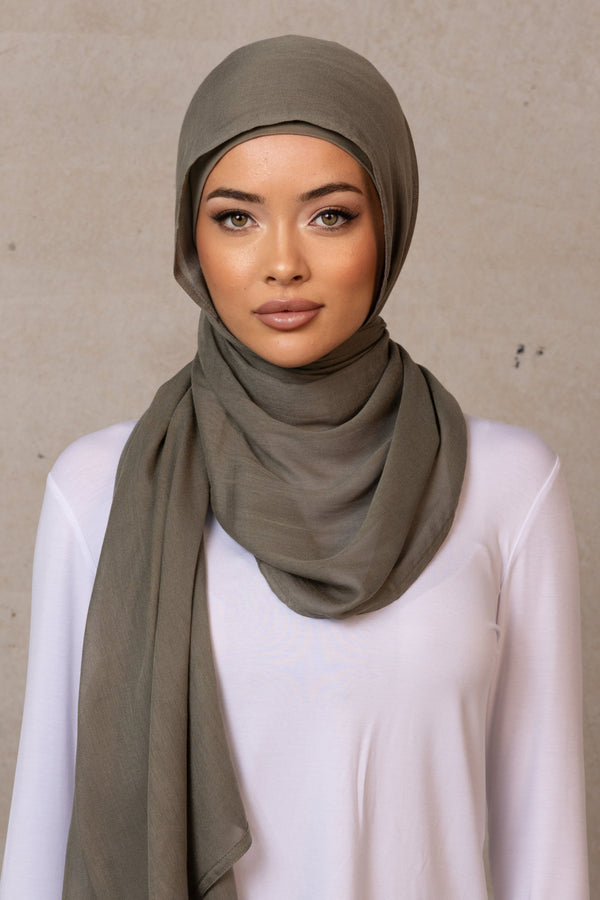 Double Stitched Modal Scarf - 24 Khaki