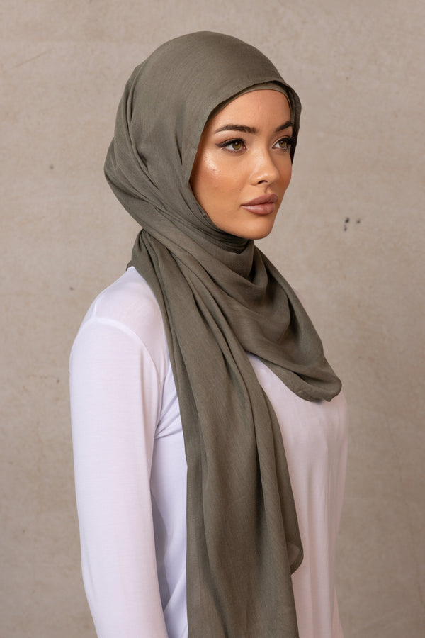 Double Stitched Modal Scarf - 24 Khaki