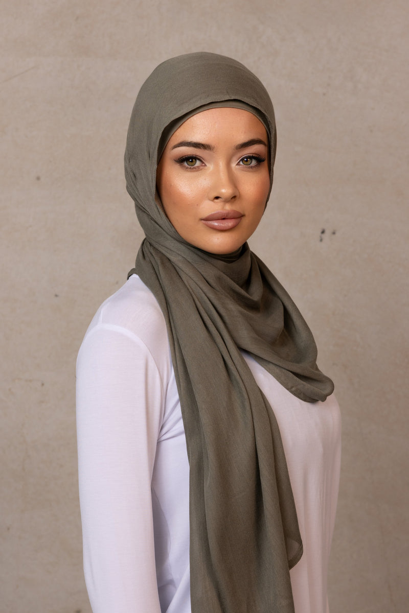 Double Stitched Modal Hijab - 24 Khaki