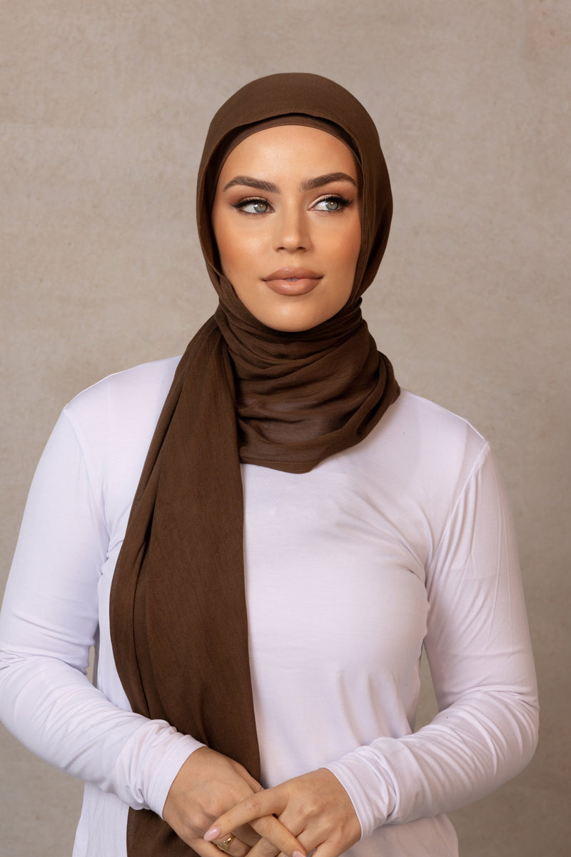 Double Stitched Modal Hijab - 26 Dark Latte