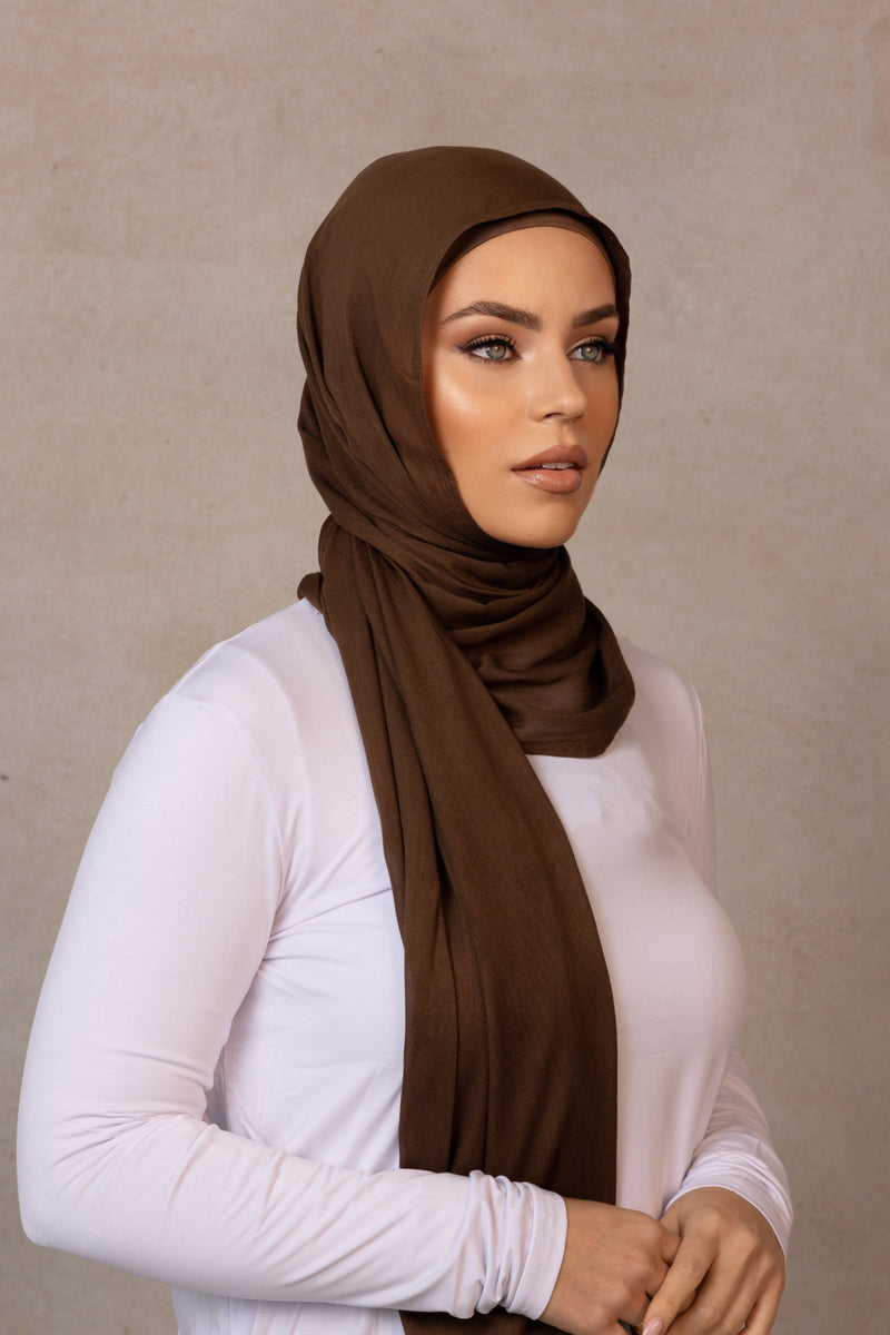 Double Stitched Modal Hijab - 26 Dark Latte