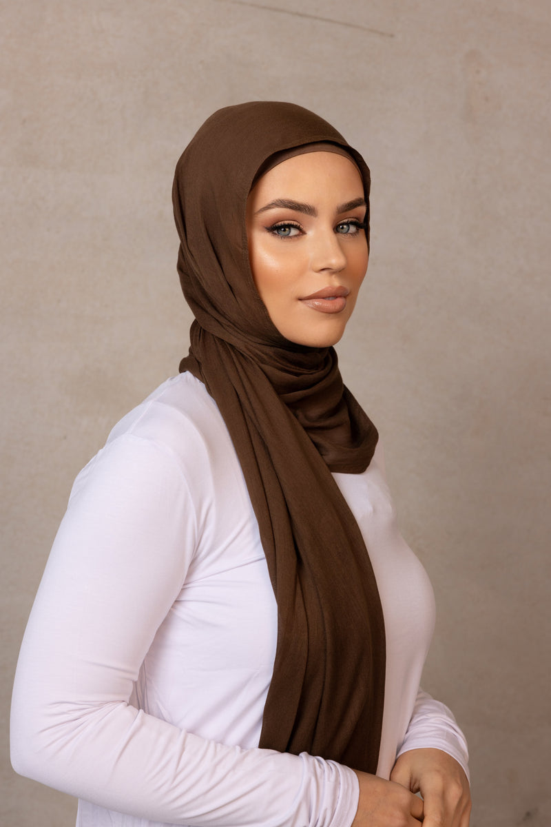 Double Stitched Modal Hijab - 26 Dark Latte